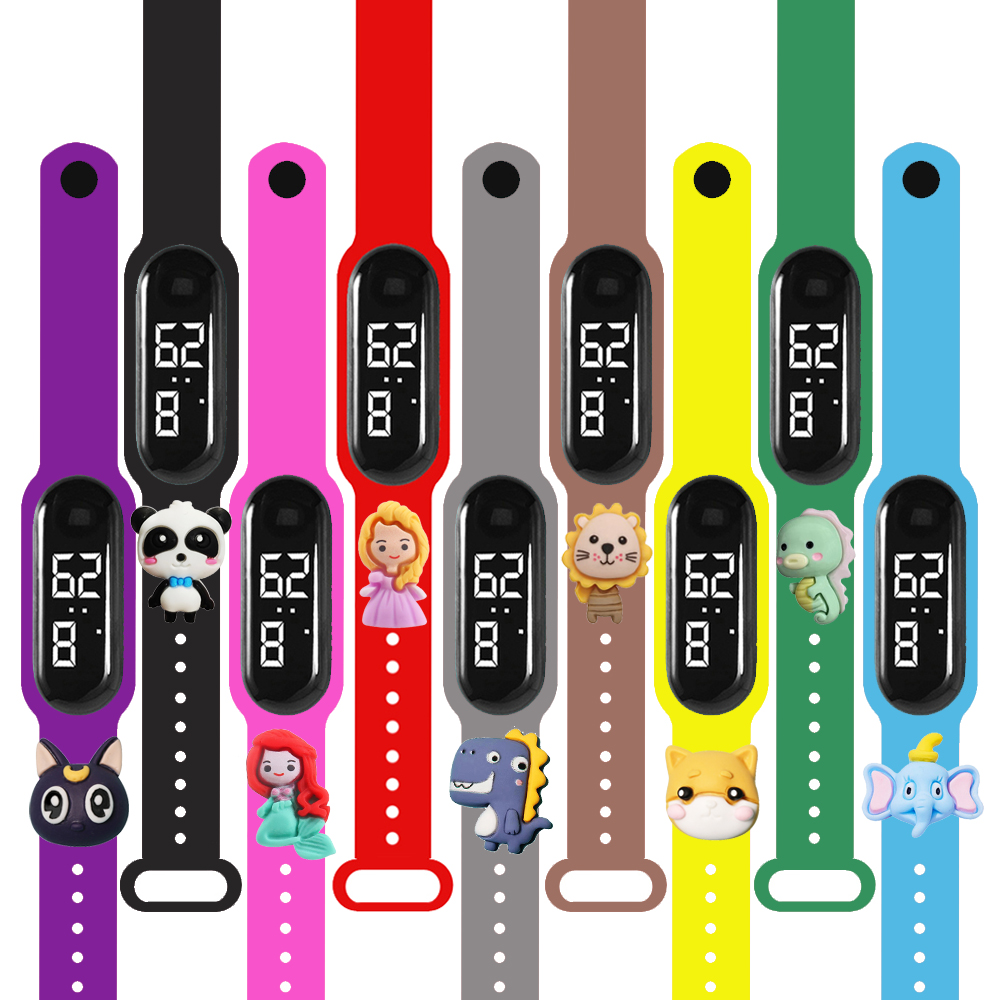 Smartwatch Watches Boys - นาฬิกาสมาร์ทวอทช์หลากสีสำหรับเด็กผู้ชายและเด็กผู้หญิง แฟชั่น LED ดิจิตอล สายซิลิโคน กันน้ำ