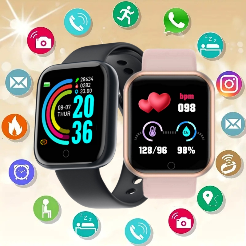 Smartwatch Digital Watches For Women - นาฬิกาสมาร์ทวอทช์สายรัดข้อมือฟิตเนสสมาร์ทวอท์ชสำหรับผู้ชาย, นาฬิกาเตือนความจำควบคุมเพลงได้ Y68 D20