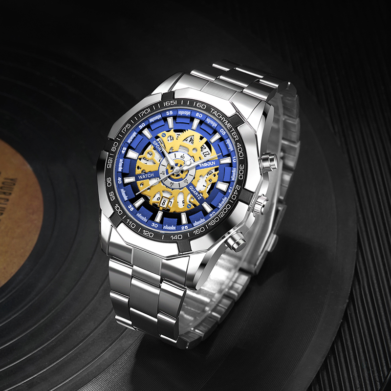 Smartwatch Casual Watches For Men - นาฬิกาแฟชั่นหรูหราสำหรับผู้ชาย นาฬิกาทหารเรืองแสง นาฬิกาคลาสสิกสำหรับผู้ชาย สายสแตนเลส นาฬิกาข้อมือสไตล์สปอร์ต