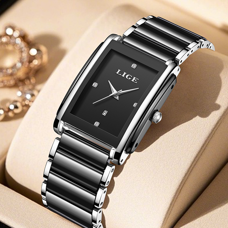 Luxury Ceramic Watch - นาฬิกาข้อมือผู้หญิง LIGE รุ่นใหม่ หรูหรา ดีไซน์สวยงาม ตัวเรือนเซรามิก