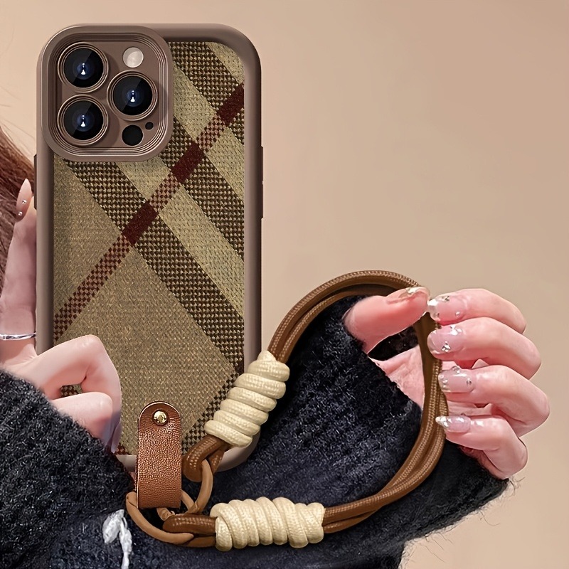 Samsung Galaxy Strap - สายคล้องคอสีน้ำตาลลายทาง พร้อมเคสโทรศัพท์สำหรับ Samsung Galaxy Note 20