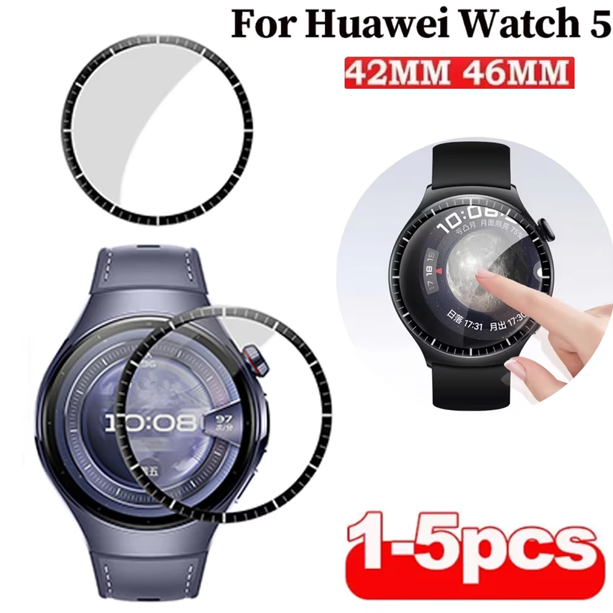 Smartwatch Watch Huawei - 1-5Pcs ป้องกันหน้าจอที่อ่อนนุ่มสำหรับนาฬิกาหัวเว่ย 5 42 มม./46 มม.HD