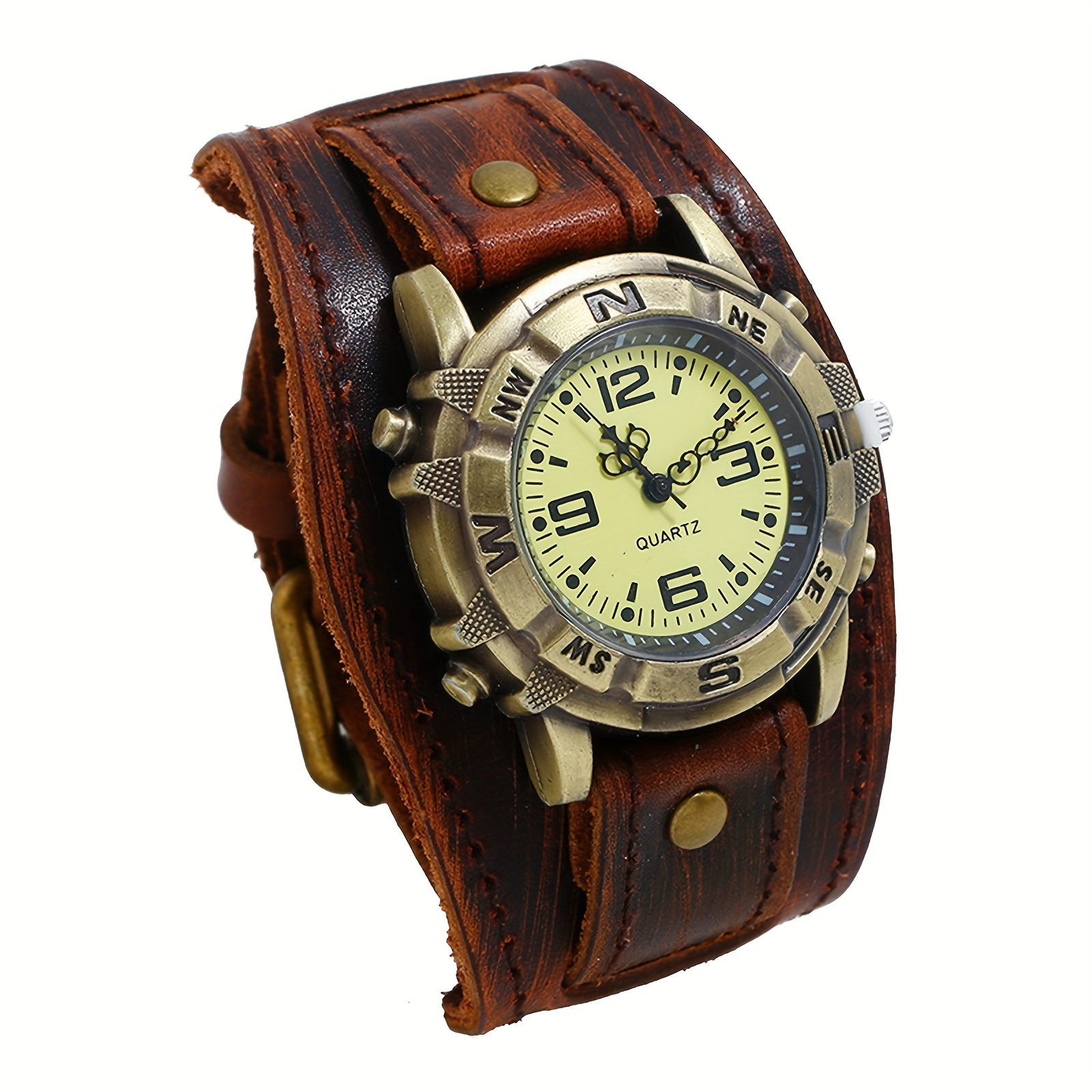 Smartwatch Casual Watches For Men - 【 วันฮาโลวีน 】 นาฬิกาข้อมือหนังแท้สไตล์สตีมพังก์ ควอตซ์จำลอง สำหรับผู้ชาย