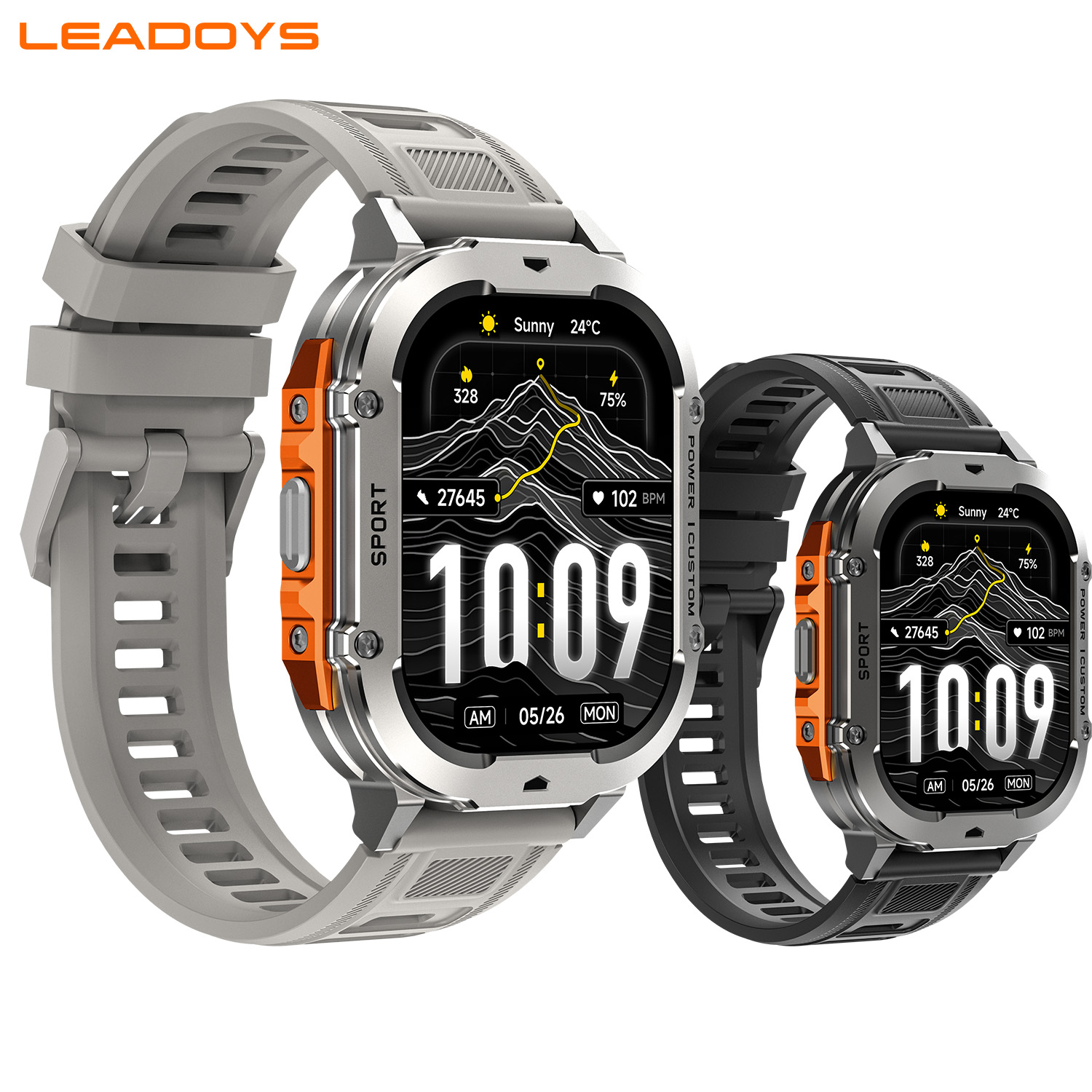 Watch X7 - LEADOYS X7 สมาร์ทวอทช์สำหรับผู้ชาย คุณภาพทนทานสำหรับกิจกรรมกลางแจ้ง มาตรฐานทางการทหาร แบตเตอรี่