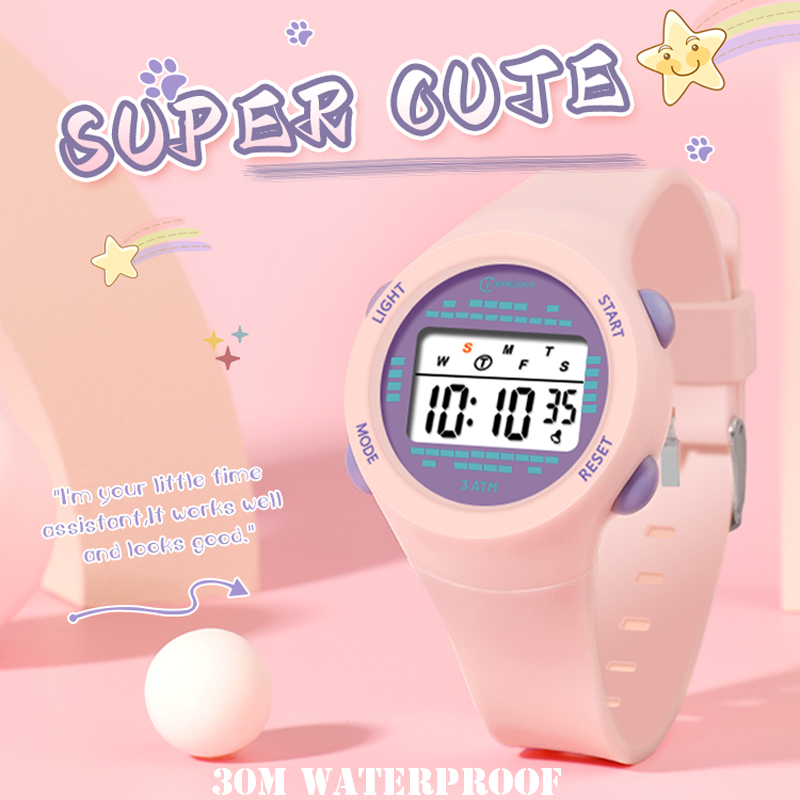 Smartwatch Digital Watches For Kid Boy - นาฬิกานักศึกษาชายกลางน่ารักสีชมพูสำหรับหญิงสาว Jam Tangan elektronik สำหรับเด็กกันน้ำ30ม. ของขวัญ