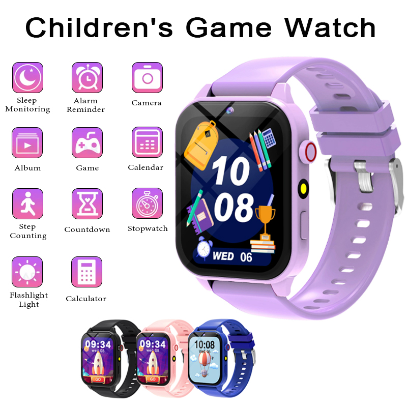 Smartwatch Watches Boys - สมาร์ทวอทช์เกมเด็กนาฬิกา 1.83 นิ้วจอแสดงผลเครื่องวัดการนอนหลับกล้องนาฬิกาปลุกเด็กสร้อยข้อมือสำหรับชายหญิงของขวัญ