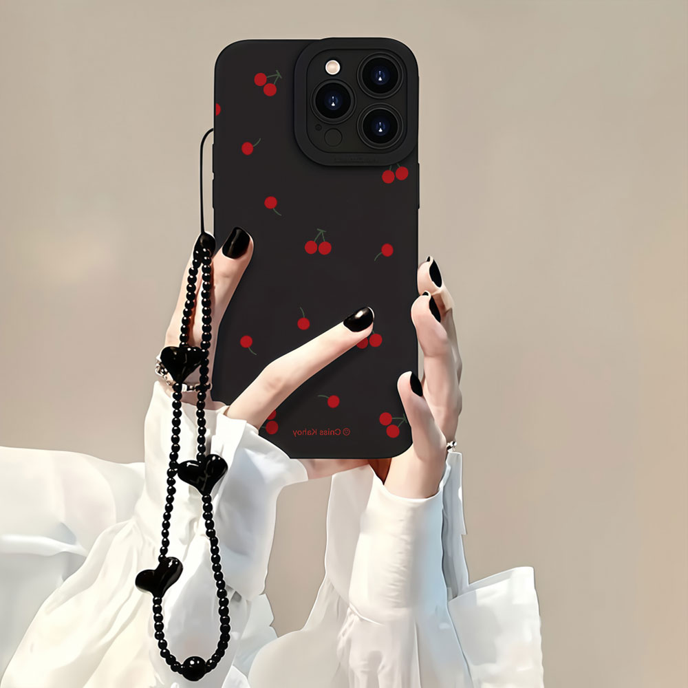 Samsung Galaxy Strap - เคสโทรศัพท์ลายเชอร์รี่เกาหลีแบบมีสายคล้อง สำหรับ Samsung Galaxy S26 S25