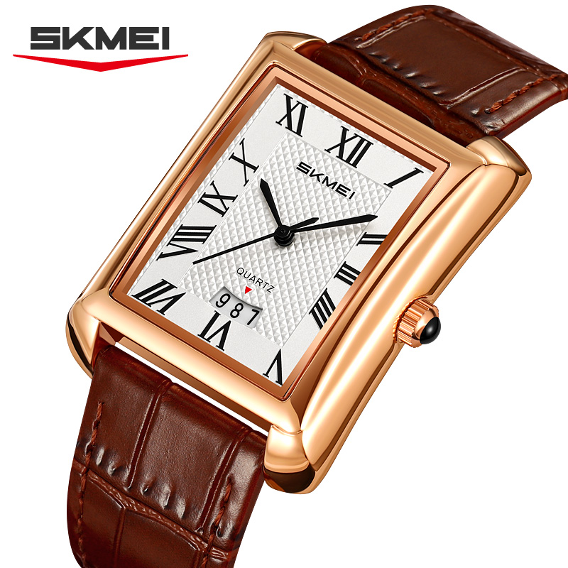 Smartwatch Casual Watches For Men - SKMEI 2575 นาฬิกาควอตซ์คลาสสิกสำหรับผู้ชาย หน้าปัดทรงสี่เหลี่ยม สายหนัง ดีไซน์หรูหรา