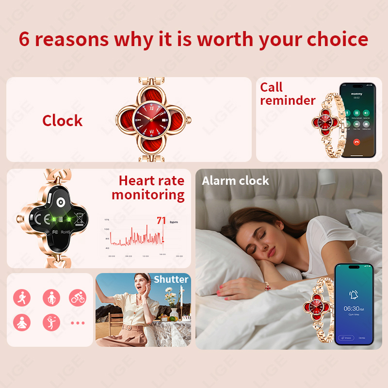นาฬิกาสมาร์ทวอทช์ LIGE ควอตซ์  - Smartwatch Digital Watches For Women บทวิจารณ์และราคา